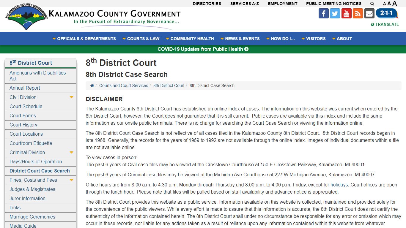 8th District Case Search - 8th District Court - Kalamazoo Michigan ...